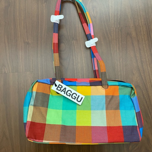 BAGGU Handbags - BAGGU Nylon Bowler Bag Madras